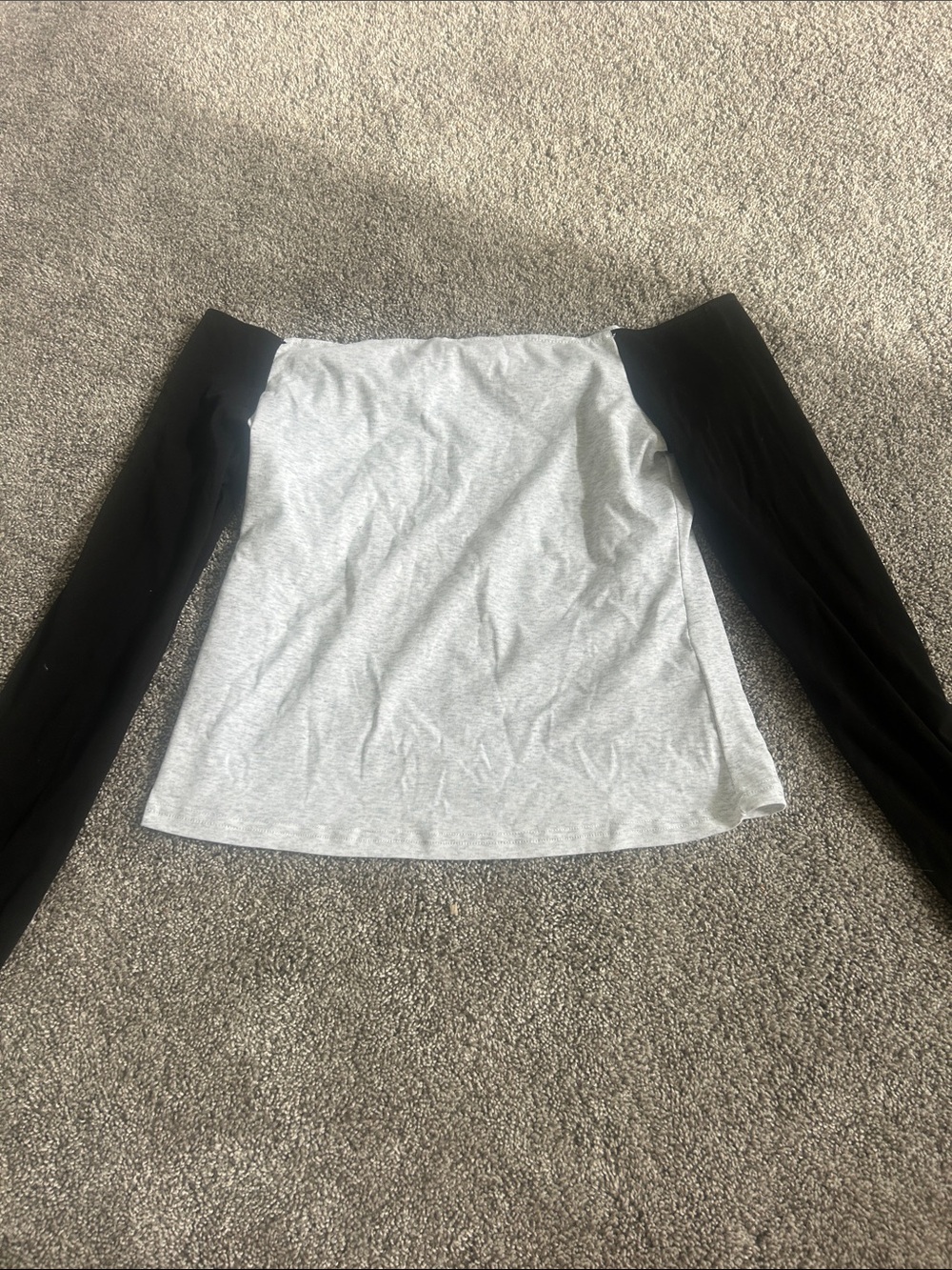 Off-Shoulder Black & Light Gray Women's Top